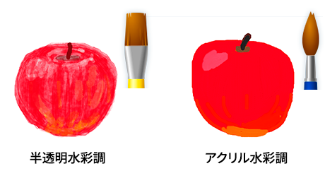 アクリル調と半透明水彩調の比較